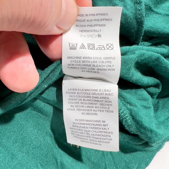 J. Crew Cap Sleeve Pullover Blouse Style H4622 Teal Green Tie in Front Viscose - Picture 9 of 10